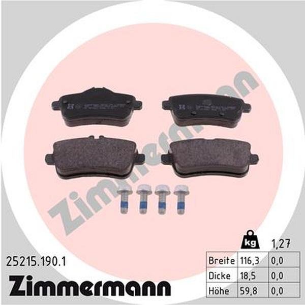 Zimmermann Brake Pad Set, 25215.190.1 25215.190.1